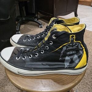 Batman Themed Black and Yellow High-Top Sneakers